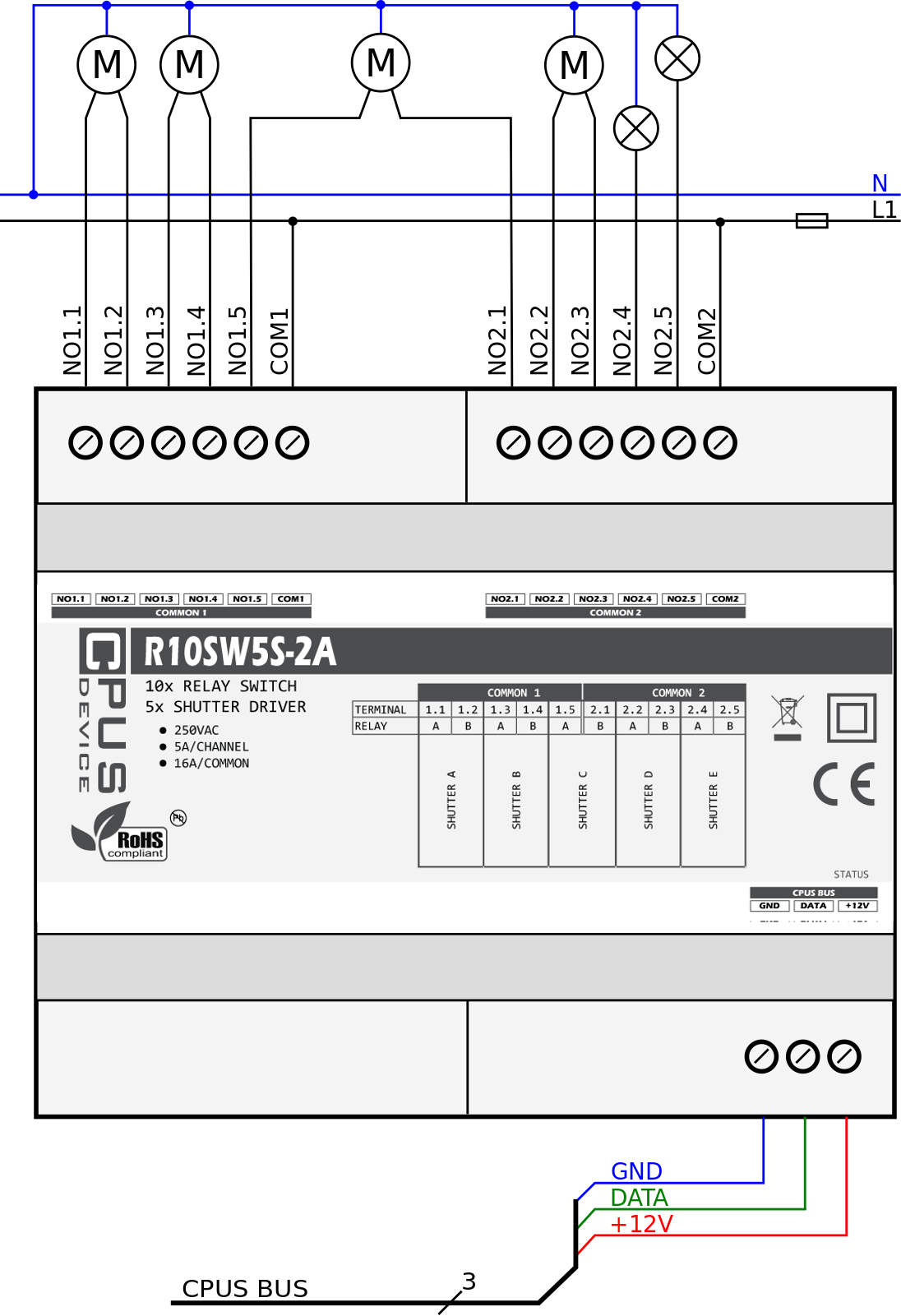Príklad zapojenia R10SW5S-2A